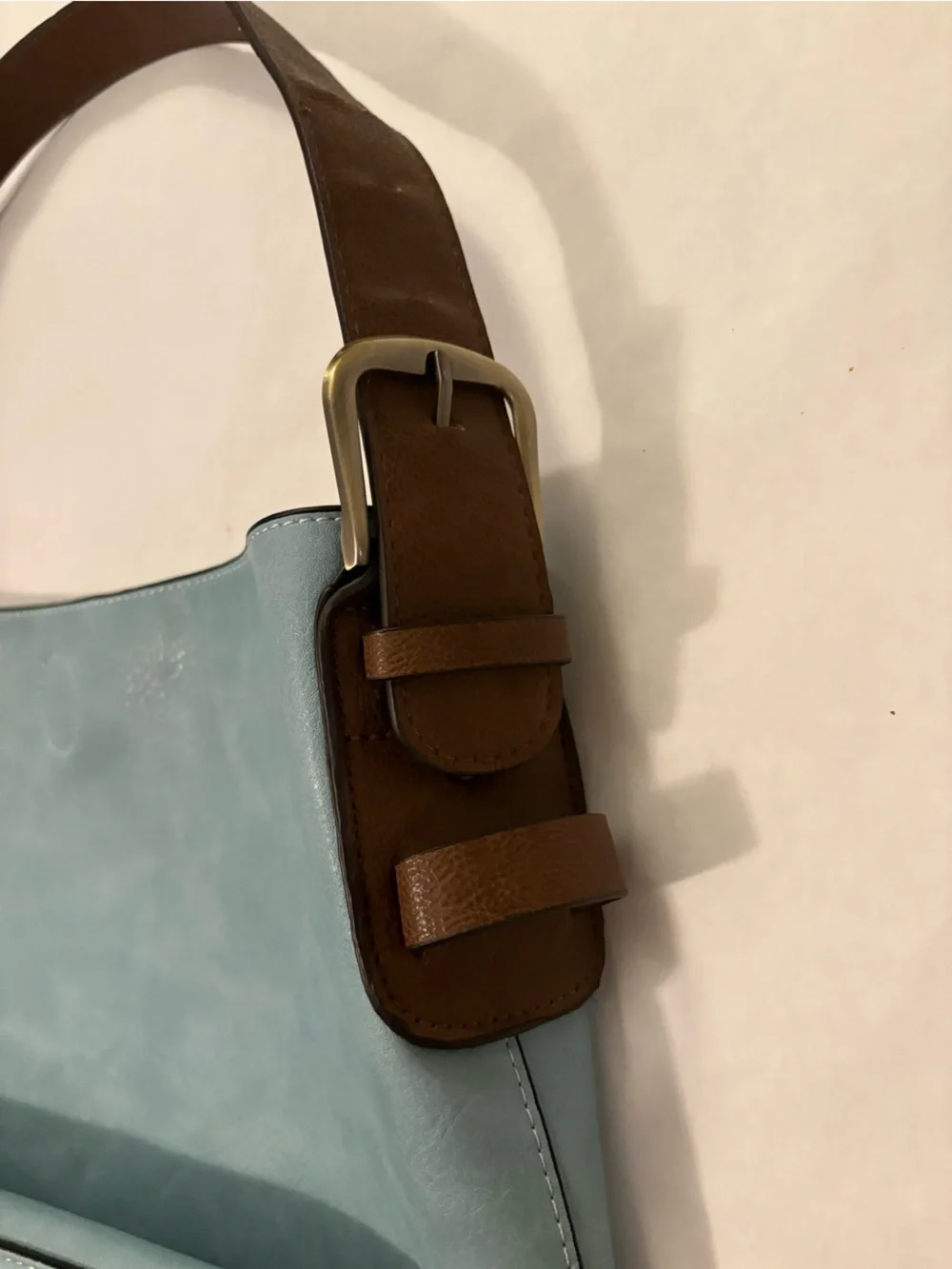 Joy Susan Light Blue Shoulder Bag with Brown Strap